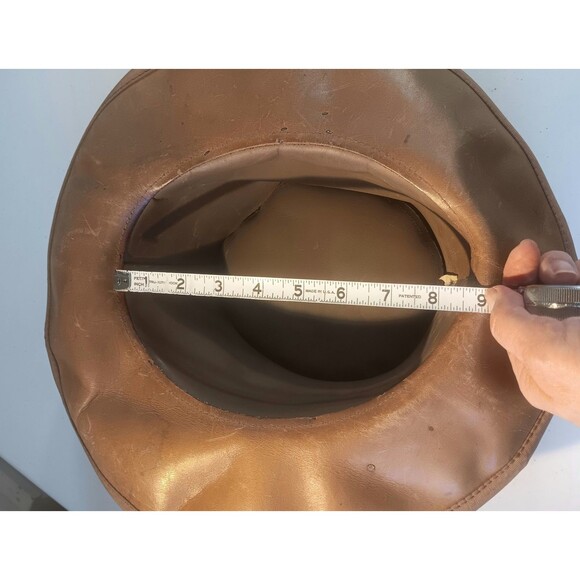 Vintage Skullys Henschell Weathered Suede Hippie Boho Outback Hat USA Large - Picture 10 of 16